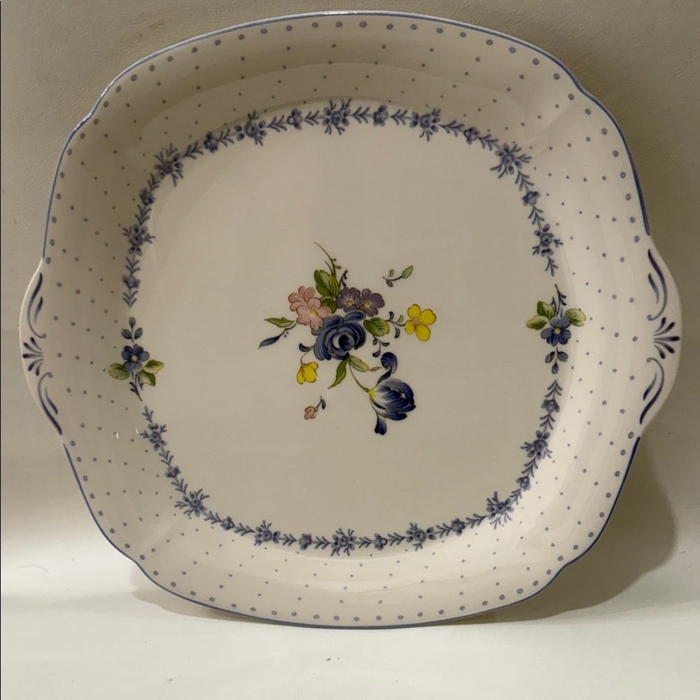 Nikko Fine Tableware Ceramics Blue Yellow Floral Serving Platter 9 1/2 X 10 In